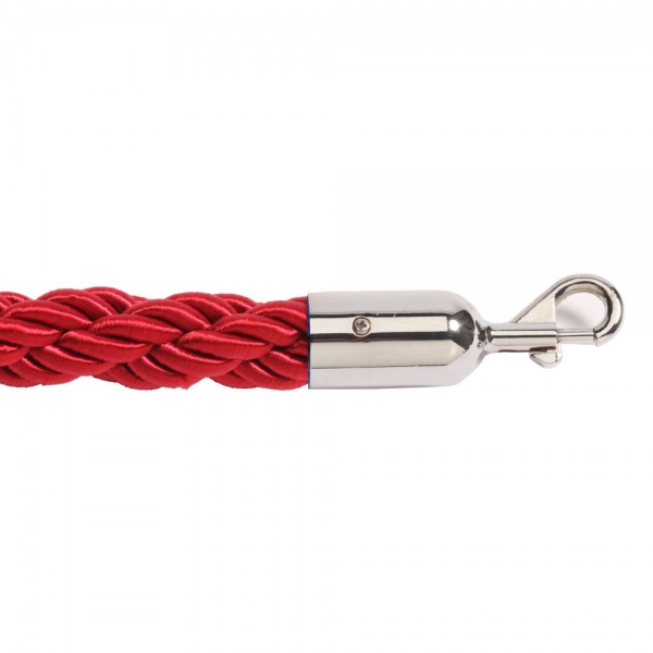 Red Twisted Barrier Rope with Chrome Ends